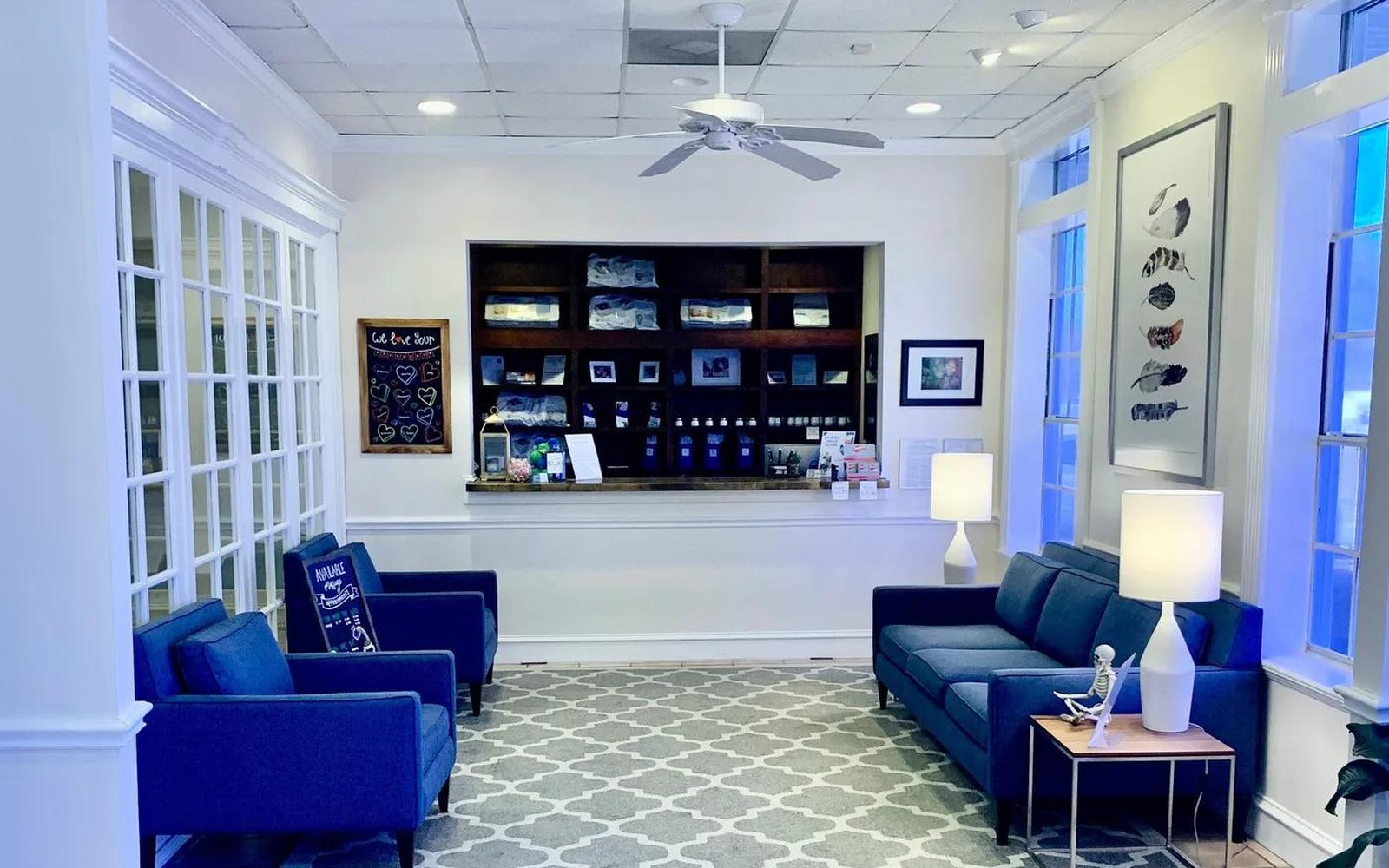 The welcoming lobby at Sea Lark Chiropractic